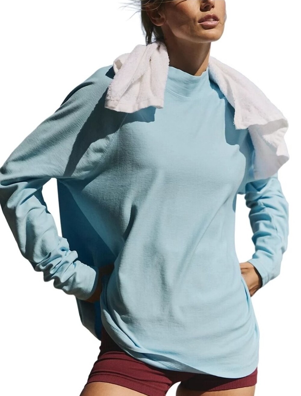 FP Movement Restoration Layer Mock Turtleneck ~ Blue ~ Medium ~ NWOT